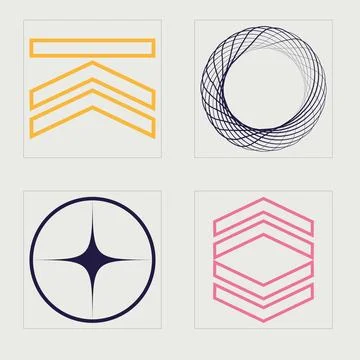 Vector set of Y2K. Big collection of abstract graphic geometric symbols. Objects Stockillustratie