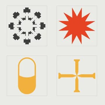 Vector set of Y2K. Brutalism star and flower shapes. Elements for graphic Stock Illustration