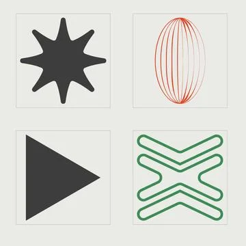 Vector set of Y2K. Brutalism star and flower shapes. Objects in y2k style. Stock Illustration