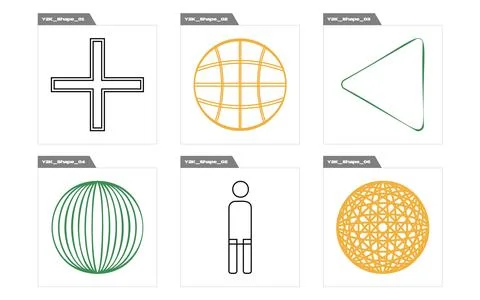 Vector set of Y2K. Brutalism star and flower shapes. Elements for graphic Stock Illustration