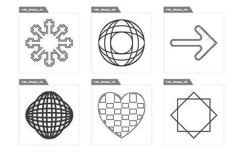 Vector set of Y2K. Brutalism star and flower shapes. Templates for notes イラスト素材