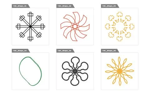 Vector set of Y2K. Brutalism star and flower shapes. Flat minimalist icons. Stock Illustration