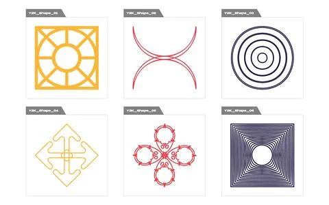 Vector set of Y2K. Brutalism star and flower shapes. Elements for graphic 库存插图
