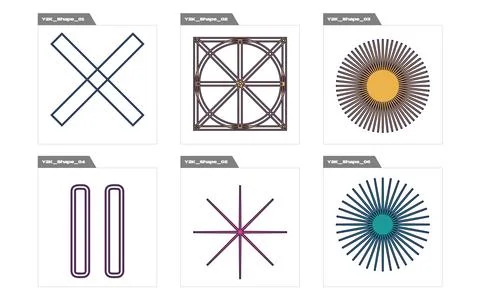 Vector set of Y2K. Brutalism star and flower shapes. Flat minimalist icons. 스톡 일러스트