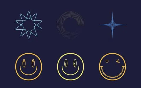 Vector set of Y2K. Brutalism star and flower shapes. Modern abstract forms. Stock Illustration
