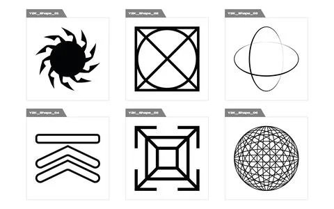 Vector set of Y2K. Brutalism star and flower shapes. Objects in y2k style. Stock Illustration
