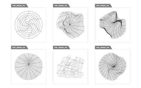 Vector set of Y2K. Brutalism star and flower shapes. Elements for graphic Stock Illustration