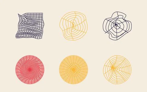 Vector set of Y2K. Brutalism star and flower shapes. Elements for graphic Stock Illustration