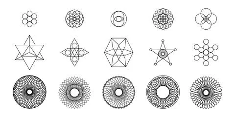 Vector set of Y2K circle and retro-futuristic elements for decoration Stock Illustration