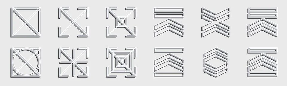 Vector set of Y2K. Collection of abstract graphic geometric symbols. Simple Stock Illustration