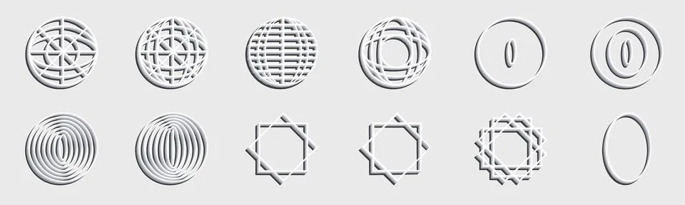 Vector set of Y2K. Collection of abstract graphic geometric symbols. Frames Stock Illustration