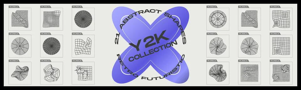 Vector set of Y2K. Collection of abstract graphic geometric symbols. Abstract イラスト素材