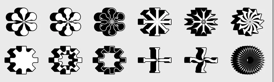 Vector set of Y2K. Collection of abstract graphic geometric symbols. Abstract Stock Illustration