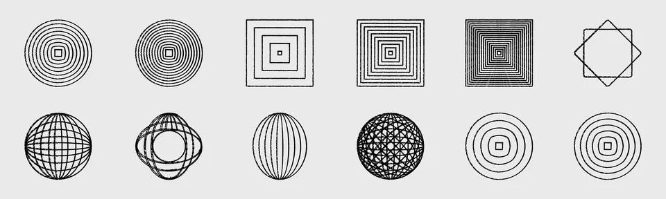 Vector set of Y2K. Collection of abstract graphic geometric symbols. Abstract 스톡 일러스트