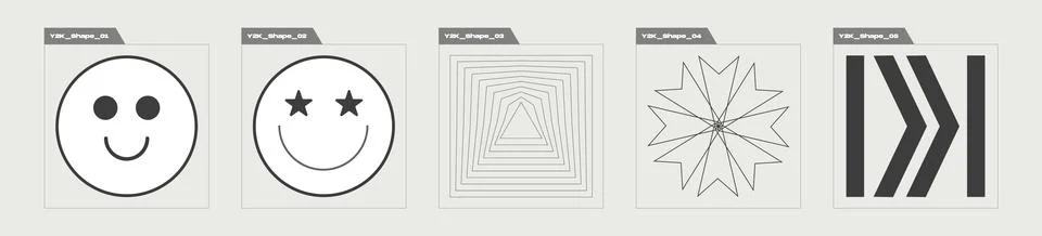 Vector set of Y2K. Extraordinary Graphic Assets. Cyberpunk elements. イラスト素材