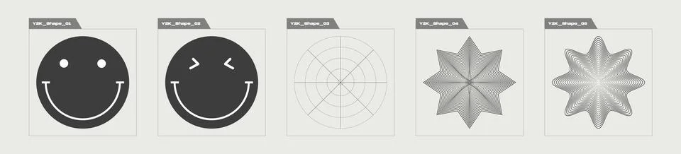 Vector set of Y2K. Extraordinary Graphic Assets. Elements for graphic decoration イラスト素材