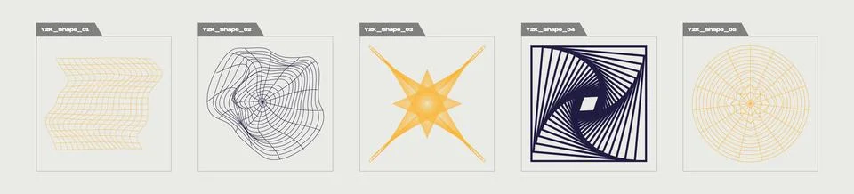 Vector set of Y2K. Extraordinary Graphic Assets. Elements for graphic decoration Stock Illustration