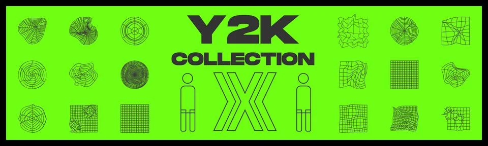 Vector set of Y2K. Extraordinary Graphic Assets. For modern T-shirts designed. Illustrazione stock