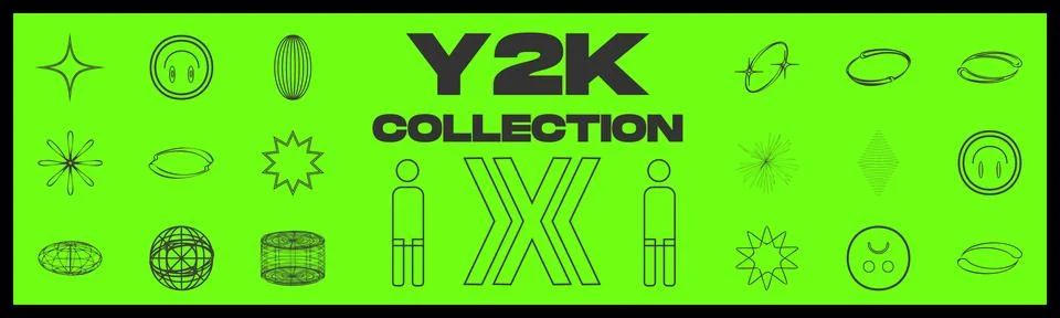Vector set of Y2K. Extraordinary Graphic Assets. Elements for graphic decoration Stock Illustration