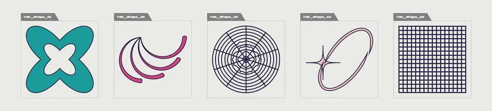 Vector set of Y2K. Extraordinary Graphic Assets. Elements for graphic decoration Stock Illustration