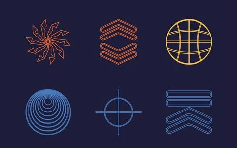 Vector set of Y2K. Extraordinary Graphic Assets. Modern abstract forms. イラスト素材