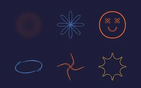 Vector set of Y2K. Extraordinary Graphic Assets. Objects in y2k style. Stock Illustration
