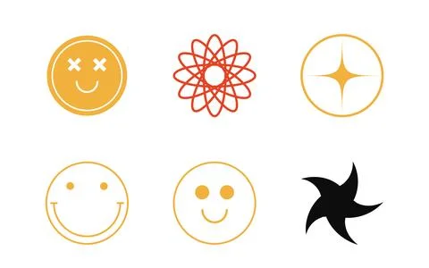 Vector set of Y2K. Extraordinary Graphic Assets. Flat minimalist icons. 스톡 일러스트