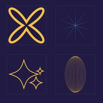 Vector set of Y2K. Extraordinary Graphic Assets. Flat minimalist icons. Stock Illustration