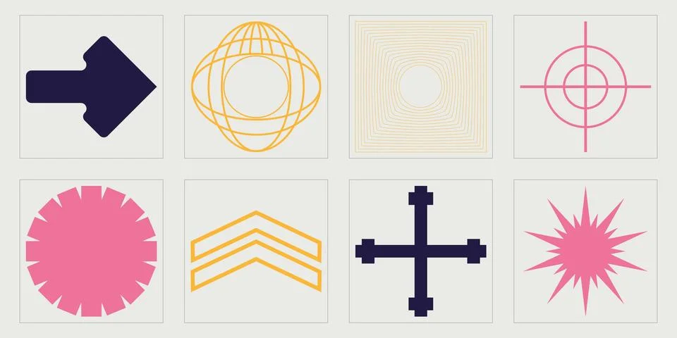 Vector set of Y2K. Extraordinary Graphic Assets. Modern abstract forms. Stock Illustration