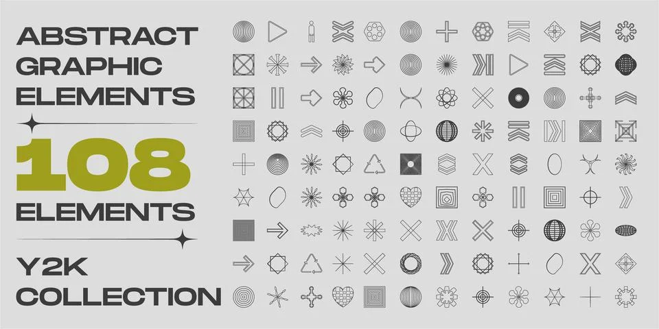 Vector set of Y2K. Large set of retro objects for design. Abstract bauhaus forms Stockillustratie