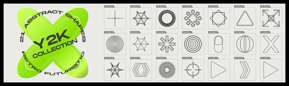 Vector set of Y2K. Large set of retro objects for design. ornaments for Illustrazione stock