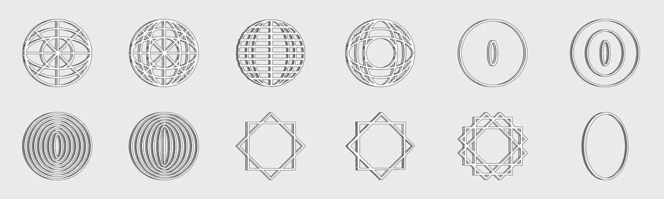 Vector set of Y2K. Large set of retro objects for design. Simple shapes forms. Stock Illustration