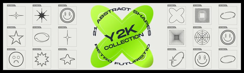 Vector set of Y2K. Large set of retro objects for design. Objects in y2k style. Stock Illustration
