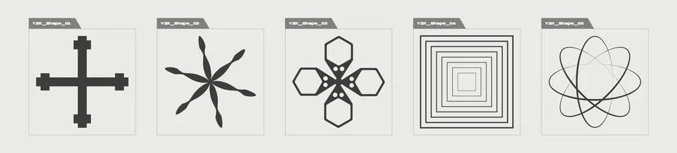 Vector set of Y2K. Large set of retro objects for design. Modern abstract forms. 스톡 일러스트