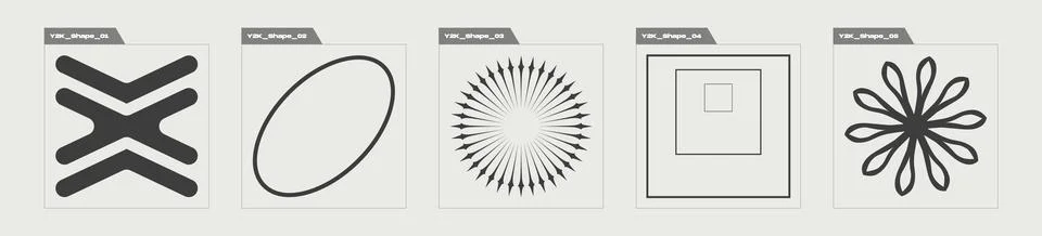 Vector set of Y2K. Large set of retro objects for design. Modern abstract forms. Stock Illustration