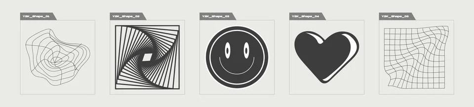 Vector set of Y2K. Large set of retro objects for design. Elements for graphic Stock Illustration