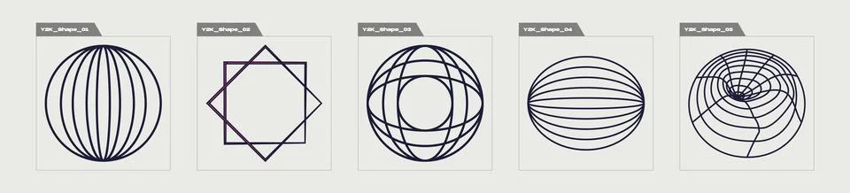 Vector set of Y2K. Large set of retro objects for design. Cyberpunk elements. Stock Illustration