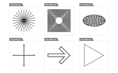Vector set of Y2K. Large set of retro objects for design. Modern abstract forms. 스톡 일러스트