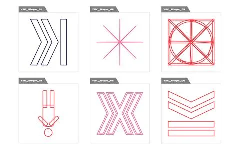 Vector set of Y2K. Large set of retro objects for design. Flat minimalist icons. Stock Illustration