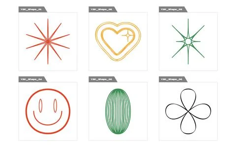 Vector set of Y2K. Large set of retro objects for design. Modern abstract forms. イラスト素材