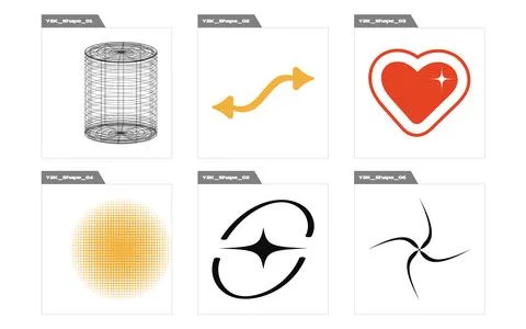 Vector set of Y2K. Large set of retro objects for design. Flat minimalist icons. Stock Illustration