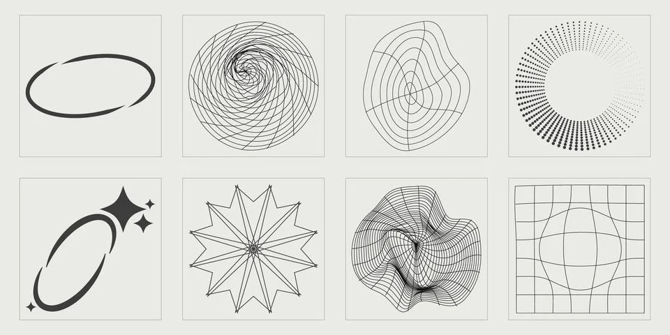 Vector set of Y2K. Large set of retro objects for design. Modern abstract forms. イラスト素材