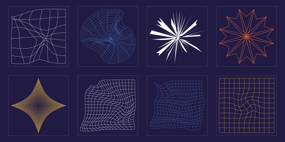 Vector set of Y2K. Large set of retro objects for design. Cyberpunk elements. Illustrazione stock