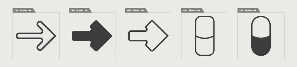 Vector set of Y2K. Rave psychedelic retro futuristic set. Cyberpunk elements. 스톡 일러스트