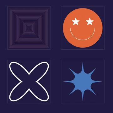 Vector set of Y2K. Rave psychedelic retro futuristic set. Cyberpunk elements. Stock Illustration