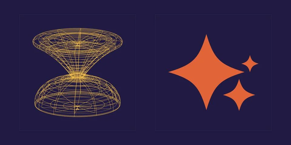 Vector set of Y2K. Rave psychedelic retro futuristic set. Elements for graphic Stock Illustration