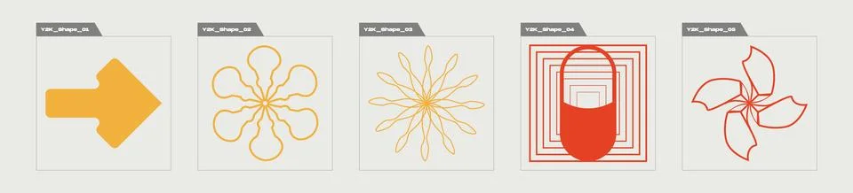 Vector set of Y2K. Rave psychedelic retro futuristic set. Templates for notes Illustrazione stock