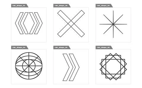 Vector set of Y2K. Rave psychedelic retro futuristic set. Templates for notes 스톡 일러스트