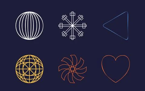 Vector set of Y2K. Rave psychedelic retro futuristic set. Elements for graphic Stock Illustration