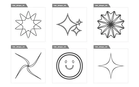 Vector set of Y2K. Rave psychedelic retro futuristic set. Templates for notes Stock Illustration